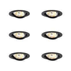 QAZQA Einbaustrahler|Wohnzimmerlampen*Set mit 6 modernen, schwenkbaren schwarzen Einbaustrahlern AR70 - Cisco