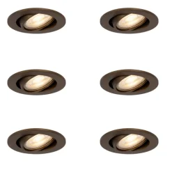 QAZQA Einbaustrahler|Wohnzimmerlampen*Set mit 6 modernen, schwenkbaren Einbaustrahlern Dunkelbronze - Cisco