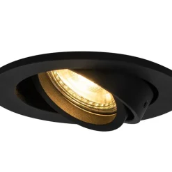 QAZQA Einbaustrahler|Wohnzimmerlampen*Set mit 6 modernen, schwenkbaren Einbaustrahlern schwarz - Club