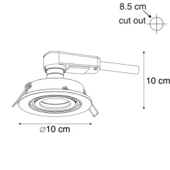 QAZQA Einbaustrahler|Wohnzimmerlampen*Set mit 6 modernen, schwenkbaren Einbaustrahlern schwarz - Club