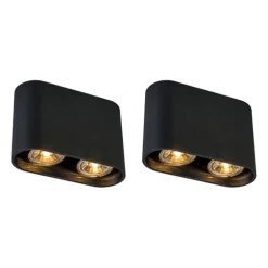 QAZQA Deckenstrahler|Aufbaustrahler*Set mit 2 modernen Spots schwarz - Ronda Duo