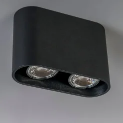 QAZQA Deckenstrahler|Aufbaustrahler*Set mit 2 modernen Spots schwarz - Ronda Duo
