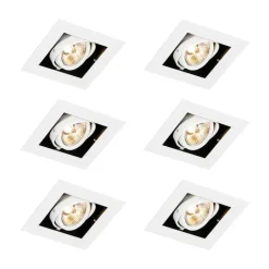 QAZQA Einbaustrahler|Wohnzimmerlampen*Set mit 6 modernen, verstellbaren Einbaustrahlern Weiß - Oneon 70
