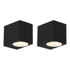 QAZQA Gartenbeleuchtung|Badezimmerlampen*Set mit 2 modernen Wandleuchten schwarz IP44 - Baleno I