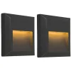 QAZQA Gartenbeleuchtung|Led-Wandleuchten*Set mit 2 modernen Wandleuchten dunkelgrau inkl. LED - Gem 2