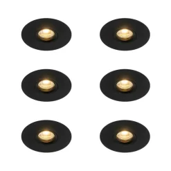 QAZQA Schlafzimmerlampen|Küchenlampen*Set mit 6 Moderner Einbaustrahler schwarz 12 cm - Buco