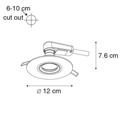 QAZQA Einbaustrahler|Esszimmerlampen*Set mit 6 Moderner Einbaustrahler weiß 12 cm - Buco
