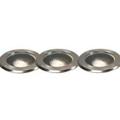 QAZQA Gartenbeleuchtung|Bodenstrahler Außen*Set mit 3 Outdoor-Bodenstrahlern aus Stahl verstellbar IP65 - Delux