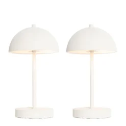 QAZQA Gartenbeleuchtung|Led-Außenleuchten*Set mit 2 Outdoor-Tischlampen Pilz weiß wiederaufladbar - Keira
