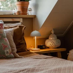 QAZQA Gartenbeleuchtung|Led-Außenleuchten*Set mit 2 Outdoor-Tischlampen Pilz weiß wiederaufladbar - Keira