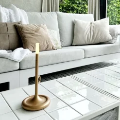 QAZQA Gartenbeleuchtung|Led-Außenleuchten*Set mit 2 Outdoor-Tischlampen gold mit Dimmer wiederaufladbar - Sjarel