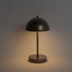 QAZQA Gartenbeleuchtung|Led-Außenleuchten*Set mit 2 Outdoor-Tischleuchten Pilz Dunkelbronze Wiederaufladbar - Keira