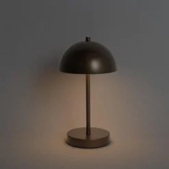 QAZQA Gartenbeleuchtung|Led-Außenleuchten*Set mit 2 Outdoor-Tischleuchten Pilz Dunkelbronze Wiederaufladbar - Keira