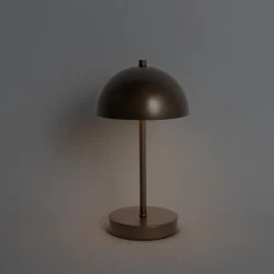 QAZQA Gartenbeleuchtung|Led-Außenleuchten*Set mit 2 Outdoor-Tischleuchten Pilz Dunkelbronze Wiederaufladbar - Keira