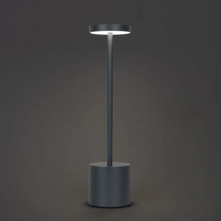 QAZQA Gartenbeleuchtung|Led-Außenleuchten*Set mit 2 Outdoor-Tischleuchten grau mit Dimmer wiederaufladbar - Dupont