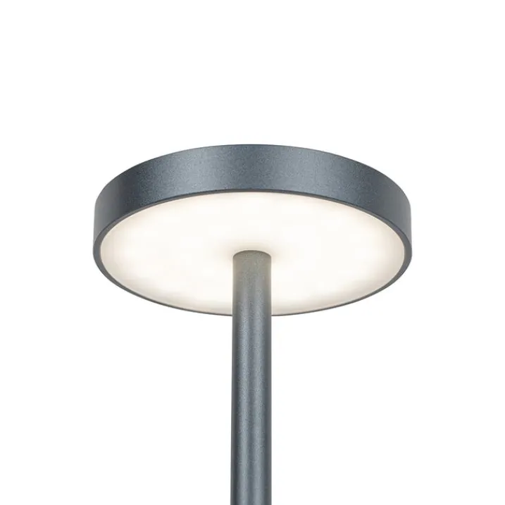 QAZQA Gartenbeleuchtung|Led-Außenleuchten*Set mit 2 Outdoor-Tischleuchten grau mit Dimmer wiederaufladbar - Dupont