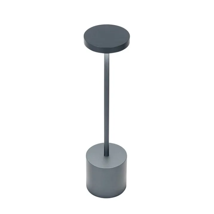 QAZQA Gartenbeleuchtung|Led-Außenleuchten*Set mit 2 Outdoor-Tischleuchten grau mit Dimmer wiederaufladbar - Dupont