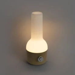 QAZQA Gartenbeleuchtung|Led-Außenleuchten*Set mit 2 Outdoor-Tischleuchten Gold mit Weiß inkl. wiederaufladbarem LED - Haard