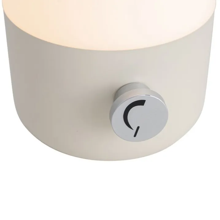 QAZQA Gartenbeleuchtung|Led-Außenleuchten*Set mit 2 Outdoor-Tischleuchten Beige mit Weiß inkl. wiederaufladbarem LED - Haard