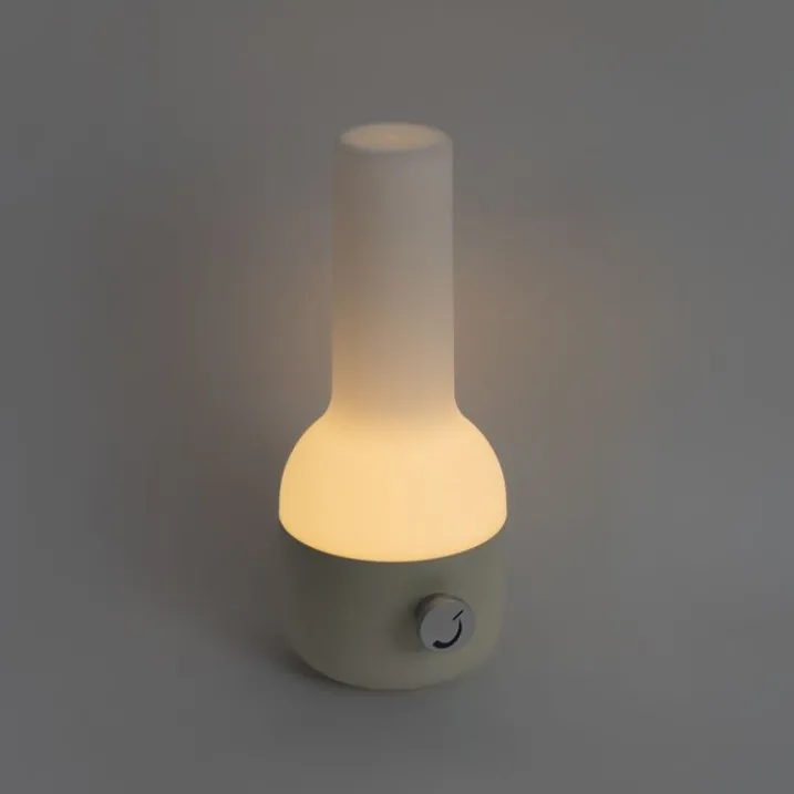 QAZQA Gartenbeleuchtung|Led-Außenleuchten*Set mit 2 Outdoor-Tischleuchten Beige mit Weiß inkl. wiederaufladbarem LED - Haard