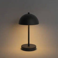 QAZQA Gartenbeleuchtung|Led-Außenleuchten*Set mit 2 Outdoor-Tischleuchten Pilz Schwarz wiederaufladbar - Keira