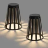 QAZQA Gartenbeleuchtung|Led-Außenleuchten*Set mit 2 Outdoor-Tischleuchten Schwarz Inkl. LED 3-Stufen Dimmer Solar und Akku - Penny