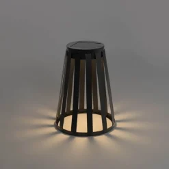 QAZQA Gartenbeleuchtung|Led-Außenleuchten*Set mit 2 Outdoor-Tischleuchten Schwarz Inkl. LED 3-Stufen Dimmer Solar und Akku - Penny