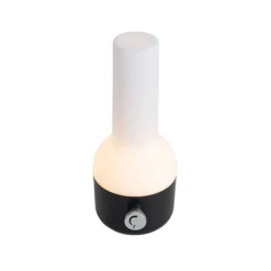 QAZQA Gartenbeleuchtung|Led-Außenleuchten*Set mit 2 Outdoor-Tischleuchten Schwarz mit Weiß inkl. wiederaufladbaren LED - Haard