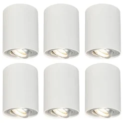 QAZQA Wandstrahler|Deckenstrahler*Set mit 6 Punkten weiß drehbar und kippbar - Rondoo 1 nach oben