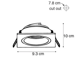 QAZQA Einbaustrahler|Wohnzimmerlampen*Set mit 6 quadratischen Aluminium-Einbaustrahlern, verstellbar - Chuck