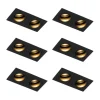 QAZQA Einbaustrahler|Wohnzimmerlampen*Set mit 6 quadratischen Einbaustrahlern schwarz verstellbar 2-flammig - Chuck