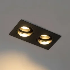 QAZQA Einbaustrahler|Wohnzimmerlampen*Set mit 6 quadratischen Einbaustrahlern schwarz verstellbar 2-flammig - Chuck