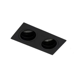 QAZQA Einbaustrahler|Wohnzimmerlampen*Set mit 6 quadratischen Einbaustrahlern schwarz verstellbar 2-flammig - Chuck