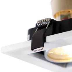 QAZQA Einbaustrahler|Wohnzimmerlampen*Set mit 6 Rechteckiger Einbauspot aus 2-flammigem Aluminium - Qure