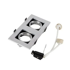 QAZQA Einbaustrahler|Wohnzimmerlampen*Set mit 6 Rechteckiger Einbauspot aus 2-flammigem Aluminium - Qure