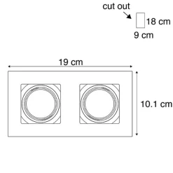 QAZQA Einbaustrahler|Wohnzimmerlampen*Set mit 6 Rechteckiger Einbauspot aus 2-flammigem Aluminium - Qure