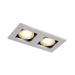 QAZQA Einbaustrahler|Wohnzimmerlampen*Set mit 6 Rechteckiger Einbauspot aus 2-flammigem Aluminium - Qure