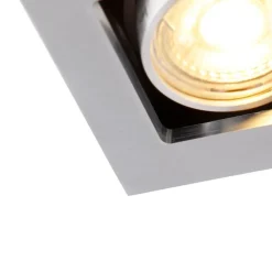 QAZQA Einbaustrahler|Wohnzimmerlampen*Set mit 6 Rechteckiger Einbauspot aus 2-flammigem Aluminium - Qure