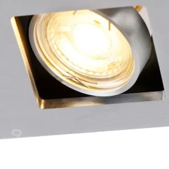 QAZQA Einbaustrahler|Wohnzimmerlampen*Set mit 6 Rechteckiger Einbauspot aus 2-flammigem Aluminium - Qure