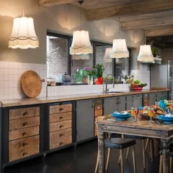 QAZQA Pendelleuchten|Wohnzimmerlampen*Set mit 4 Retro-Hängelampen creme 45 cm - Granny