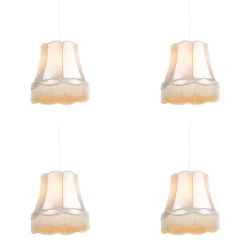 QAZQA Pendelleuchten|Wohnzimmerlampen*Set mit 4 Retro-Hängelampen creme 45 cm - Granny