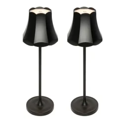 QAZQA Gartenbeleuchtung|Led-Außenleuchten*Set mit 2 Retro-Tischleuchten Schwarz wiederaufladbar IP44 - Granny