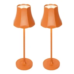 QAZQA Gartenbeleuchtung|Led-Außenleuchten*Set mit 2 Retro-Tischleuchten orange wiederaufladbar IP44 - Granny