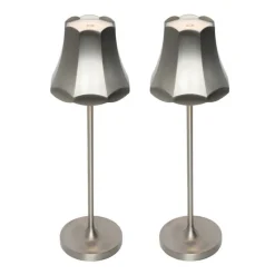 QAZQA Gartenbeleuchtung|Led-Außenleuchten*Set mit 2 Retro-Tischleuchten Gunmetal wiederaufladbar IP44 - Granny