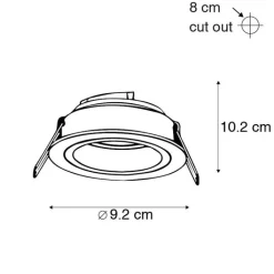 QAZQA Schlafzimmerlampen|Küchenlampen*Set mit 6 runden Einbaustrahlern Schwarz mit Gold drehbar und neigbar - Chuck