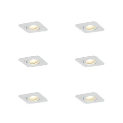 QAZQA Badezimmerlampen|Außenstrahler*Set mit 6 runden Einbaustrahlern Weiß GU10 50mm dreh- und schwenkbar IP44 - Alberto
