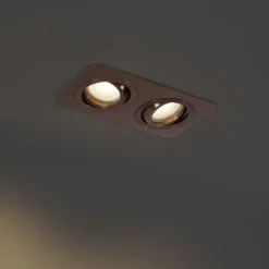 QAZQA Badezimmerlampen|Außenstrahler*Set mit 6 runden Einbaustrahlern Dunkelbronze GU10 50mm schwenkbar und neigbar IP44 2-flammig - Alberto