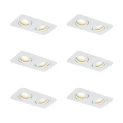 QAZQA Badezimmerlampen|Außenstrahler*Set mit 6 runden Einbaustrahlern weiß GU10 50mm dreh- und schwenkbar IP44 2-flammig - Alberto