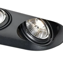 QAZQA Einbaustrahler|Wohnzimmerlampen*Set mit 6 runden Einbaustrahlern schwarz GU10 70mm 2-Licht - Hubs