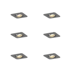 QAZQA Badezimmerlampen|Außenstrahler*Set mit 6 runden Einbaustrahlern Gunmetal GU10 50mm Verstellbar IP44 - Alberto